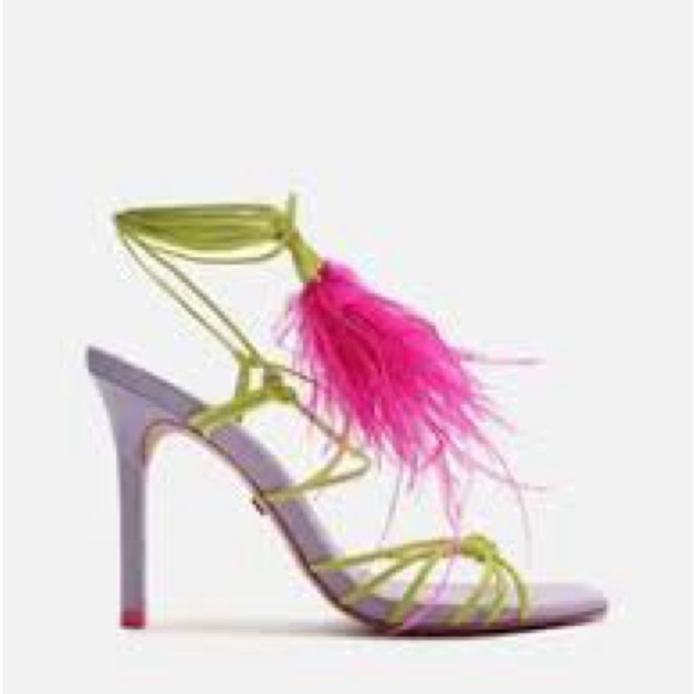 Arezzo Vibrant Feathered Women's Sandals - Picture 4 of 10